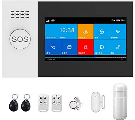 Kit Alarma Casa, Tuya GSM Alarma Wifi 4G Alarma de ladrones inalámbricos for la pantalla táctil de negocios en casa Alarmas móviles Aplicación Control remoto Smart Home Siren(B)