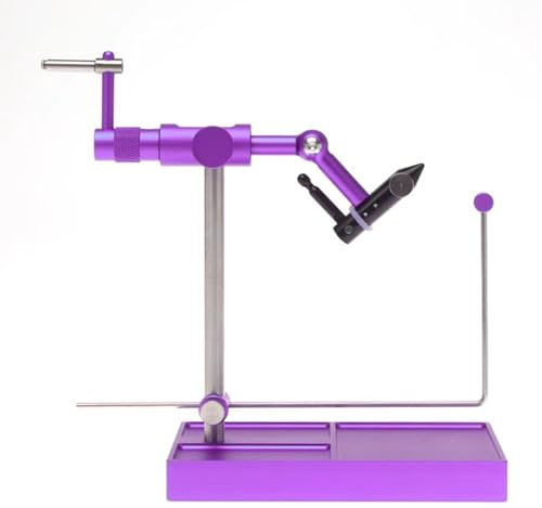 Étau rotatif for montage de mouches, outils de montage d'hameçons en acier inoxydable, avec base et mâchoires robustes, kit d'étau for la pêche à la mouche for les professionnels et les débutants(Purp