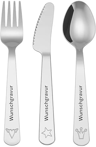 AKANX Kinderbesteck mit Gravur, Kinder Besteck Set, Taufgeschenke Jungen, Taufgeschenk, New Kids, personalisierte geschenke baby, Kindermesser, Taufe, Geschenk 1 Jahr, Geschenk zur Geburt