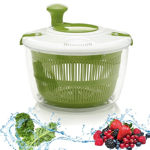 Salad Spinner, Salad Washer and Spinner, Manual Centrifugal Spin Drying, Easy use, 5L Large Capacity one Click Dehydration, Food Grade Material, Fresh, Crispy, and Healthy, Essential Kitchen Artifact