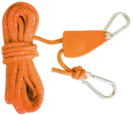 Cuerda de tienda ajustable – Cordón reflectante para acampar, Línea de lona impermeable | Cuerda de senderismo al aire libre a prueba de rayos UV, Cordón resistente con clip de carabiner para carga de