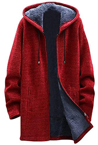 Herren Mantel Wolle Lang Kapuze Wollmantel Wintermantel Fleece Trenchcoat Freizeit Fleecemantel Verdickend Übergangsmantel Große Größen Bequeme Strickjacke Herrenmantel Winter Baumwolle Trenchcoat