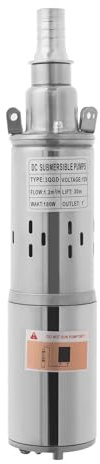 3 Tiefbrunnenpumpe, Edelstahlpumpe,180W Brunnenpumpe 3000/ rpm Tauchpumpe max Förderhöhe 30m Rohrpumpe 12V Sandpumpe IP68 Wasserpumpe mit 17m Kabel Pumpe Ideal zur Bewässerung