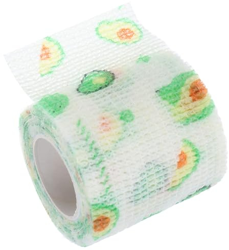 BAZEITFLOW Selbsthaftende Tierverband Bandage Wrap mit Avocado Muster Elastisch Atmungsaktiv Selbstklebend für Hunde Pfoten Beine Einfacher Schutz gegen Verschmutzung und Verletzungen