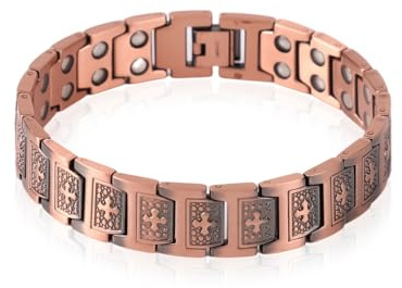 Penitue Copper Cross Bracelet for Men, Copper Magnetic Bracelet with 46 Magnets Adjustable Men’s Jewelry Gift