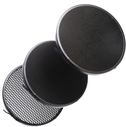 MUELODSIC Grille Alvéolaire pour Flash Photographie 3 Pièces en Nid d'abeille Diffuseur Lumière Stroboscopique Contrôle Précis du Faisceau Accessoire pour Réflecteur Studio