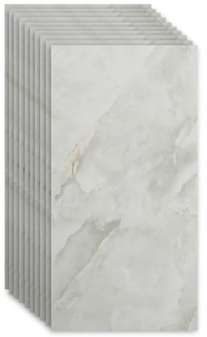 Confezione da 10 pannelli murali autoadesivi in PVC con design in marmo scuro, rivestimento a staccabile e applicabile per decorazioni in piastrelle da cucina e bagno 60x30 cm