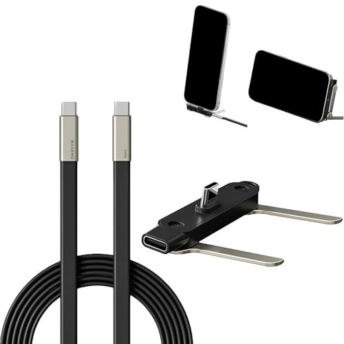 2-in-1 Invisible Holder Charger Cable with Stand, 240W Type C Multi Charger Data Cord, Detachable Fast Charging Cable with Built-in Foldable Adjustable Phone Stand for Smartphones Tablets(Black Set)