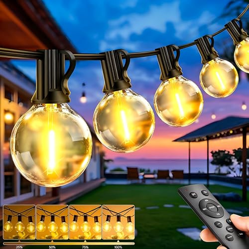 FGRYB Lichterkette Außen Outdoor Strom LED - 30M Lichterketten Aussen Beleuchtung Wetterfest Dimmbar String Lights mit Fernbedienung für Garten Balkon Pavillon Party
