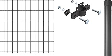 Alberts 632946 Einstab-Gittermatten-Anbauset | Typ 8/6/4 | anthrazit | 2000 x 1250 mm