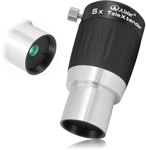 Alstar 5X Barlowlinse, 3,2 cm Metall 4-Elemente TeleXtender mehrfach beschichtetes Premium Apochromatisches Teleskop Zubehör für Astronomie Planetenbeobachtung