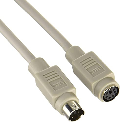 CABLEPELADO Cable prolongador PS2, Cable de extensión para teclado y Ratón, 28AWG, Mini-DIN 6 macho (PS/2) > Mini-DIN 6 hembra (PS/2), Beige, 2 Metros