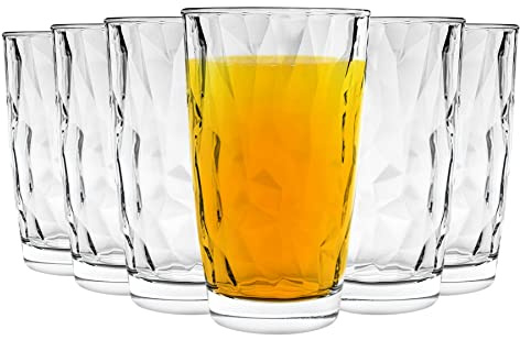 Bormioli Rocco Diamond Dimpled Clear Cooler Glasses - 470ml - Pack of 6
