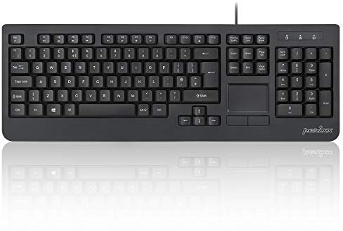 Perixx PERIBOARD-513 Wired USB Keyboard with Touchpad and with 10 Hot Keys, Black, UK Layout