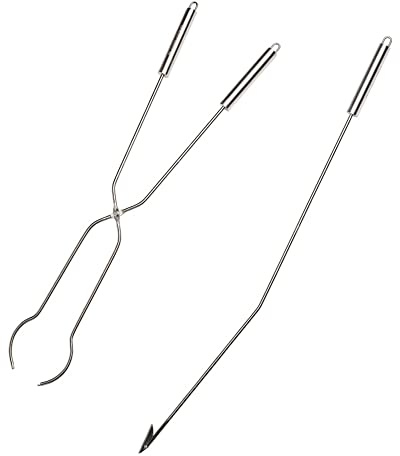 Solo Stove Fire & Pit Tools | Stainless Steel Tongs for Wood Fireplace, Includes 81.5 cm Wood Grabber and 92.5 cm Poker, Great for Outdoor Use