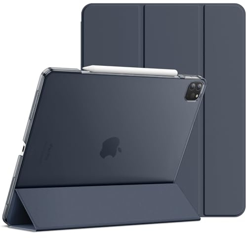 JETech Funda para iPad Pro 12,9 Pulgadas (Modelo 2020/2018), Compatible con Pencil, Smart Cover Auto-Sueño/Estela (Azul Marino