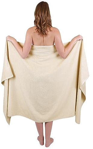 Betz Dresden Badetuch 100×180 cm – 1 Stück Saunatuch, 100% Baumwolle 400 g/m², extra groß & saugstark, Oeko-TEX® Farbe Sand