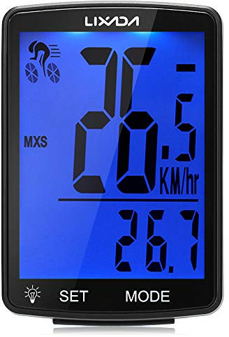 Lixada Computer da Bicicletta Senza Fili Multifunzionale Schermo LCD da 2,8 Pollici Contachilometri Bici IPX6 Impermeabile Temperatura Misurabile con Staffa per Il Ciclismo