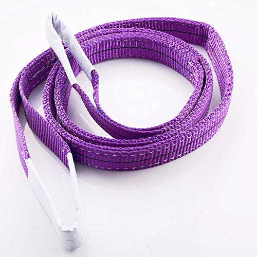 Cargo Lifting Sling Duplex Polyester Flat Webbing Lift Strap Colored Lifting Belt Load Handling Sling Heavy-Duty Lift and Tow Strap Lifting Strap (Purple, 1T 1M)