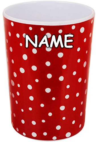 alles-meine.de GmbH Trinkbecher/Zahnputzbecher/Malbecher - Becher Punkte - rot & weiß inkl. Name - 350 ml - mehrweg - Trinkglas aus Melamin - Kunststoff Plastik - Weihnac..