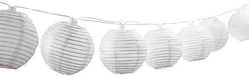 Dehner Guirlande Solaire lampion Longueur 240 cm, Nylon/Plastique, Blanc