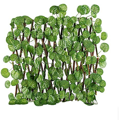 MISNODE Pantalla de valla extensible de pequeñas hojas artificiales de Begonia valla de simulación para celosía de privacidad, 40 cm jardín al aire libre