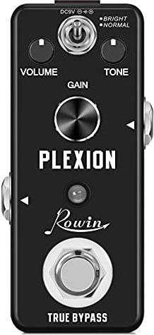 Rowin Pédale de distorsion Plexion pour guitare et basse avec modes lumineux et normaux True Bypass