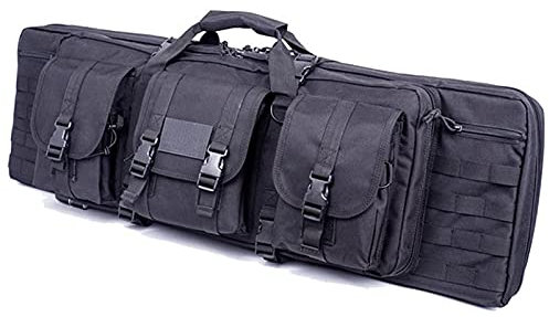 Taktische Doppel Gewehrtasche - 2 Langwaffen Abschließbar Waffentasche Mit Pouches Compartments Gewehrfutteral Zum Angeln, Jagen, Schießsport Black,108CM