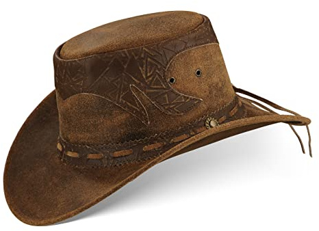 Black Forest Fox® Stamp Herren Western Reiten Cowboy Leder Hut Braun (XXL)