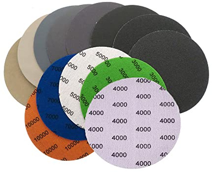 25 Pièces Disques de Ponçage Secs Humides, Disque de Papier Abrasif, Rond Papier de Verre, Grain 3000, 4000, 5000, 7000, 10000, pour Métal, Bois, Meubles, Cuir, L'automobile, Bijoux