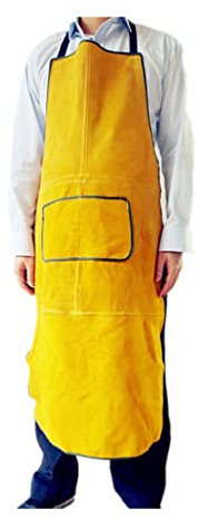 Schweißerschürze Rindslederschweißschürze, Hitzebeständige Schwere Arbeitsschürze for Schweißer Blacksmith, Mit Werkzeugtasche (Color : Yellow, Size : 105x60cm)