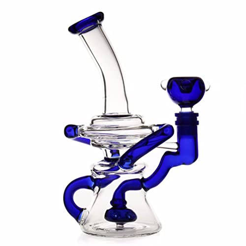 Glass Bongs for Smoking Bong Bowl 14.5mm Height 16.5cm 250g Glass Bong with Tornado Filter Oil Rig Water Pipe Smoking (Blue Bongs)Nicotine Free