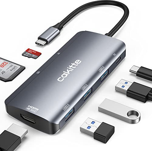 Cakitte USB C Hub, 7-in-1 USB C to HDMI 4K@60HZ, Multiport Adapter with 3 High-Speed USB 3.0 Ports, SD/TF Card Reader, Support 100W PD, Type-C Hub HDMI Adapter for Mac, MacBook Pro, Laptop, Smartphone