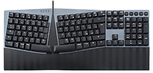 Perixx PERIBOARD-535BR Tastiera Meccanica Ergonomica a Filo - Tasti Tattili Brown - Tasti macro programmabili - Windows e Mac OS X - Layout QWERTY Italiano, Nero