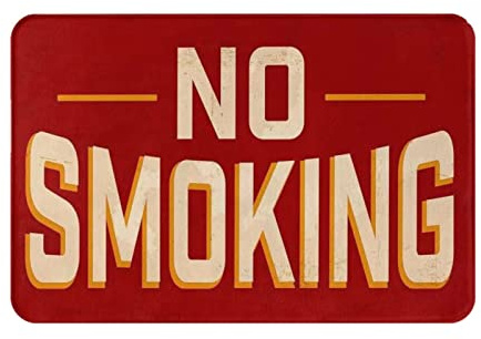 No Smoking Red Vintage Cafes Bars Pubs Shop Non-Slip Absorbent Resist Dirt Doormat Entrance Rug Inside Floor Mats for Home Bedroom Kitchen Front Porch 24X16 Inch