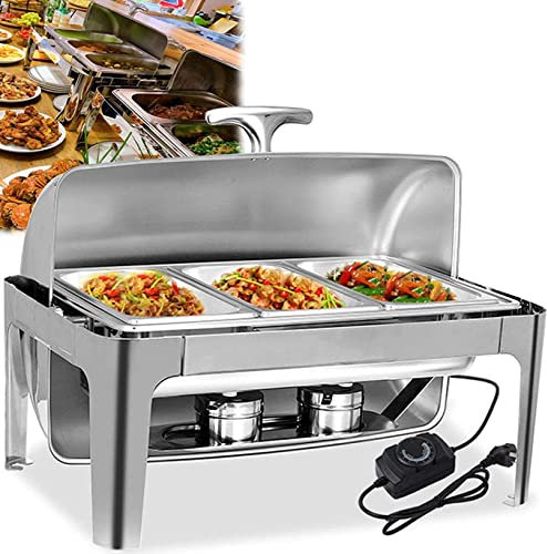 UZOURI Chafing Dish Calentador de Comida Electrico, Servidor de Buffet Bandeja de Calentamiento - Mantener la Comida Caliente, Temperatura Ajustable (30-85 °)
