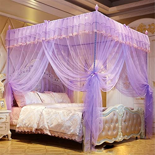 AFLCIO Bettvorhang mit 4 Ecken, Himmelbett für Mädchen und Erwachsene, 3 Öffnungen, Prinzessinnen-Moskitonetz, Schlafzimmerdekoration, Jade, 180 * 200 cm(22)
