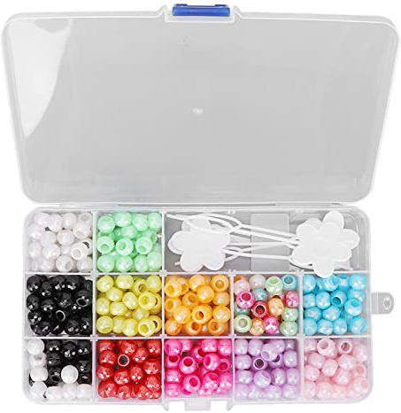 AYNEFY 365pcs Haar Zopf Perlen, DIY Haar Perlen Schmuck Set bunte kleine Perlen Perlen Flechten Werkzeug mit Häkelnadel dekorative Accessoires für Haare, Bart Flechten, Charme Armband