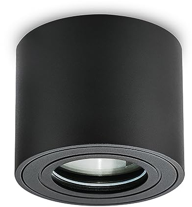 KYOTECH LED Aufbauspot flach IP44 Schwarz Aufputz Deckenleuchte Ø80x65mm für LED Module 230V Aufbauleuchte Downlight Runde Wasserschutz für Bad & Außen 1 Stück ohne Leuchtmittel