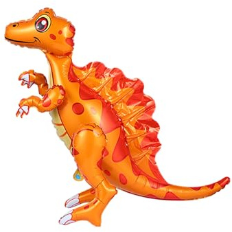 3D Dinosaurier Folienballon, Dinosaurier Luftballons, Orange Spinosaurus Luftballons, Kinder Dino Luftballons Partyzubehör, Selbststehende Dinosaurier-Folienballons