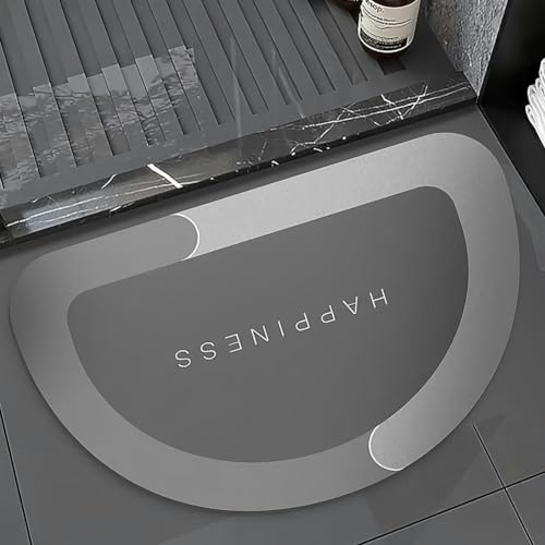 1/3pcs Diatom Mud Bathroom Mat, Bathroom Rug, Toilet Floor Mat, Absorbent Floor Mat, Washbasin Floor Mat-Gray-semi-circle-50x80cm