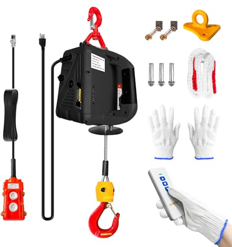 SENKEYFE Power Electric Portable Hoist Winch 1100LBS, 3 in 1 Electric Cable Hoist 110V 25 FT with Lifting Strap, Electric Hoist Lift Ceiling Winch for Lifting Towing