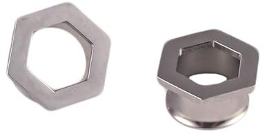 2Pcs Tunnel 16mm Männer Edelstahl, Ohr Piercing Silber Hohles Sechseck Ohrloch Stecher Set