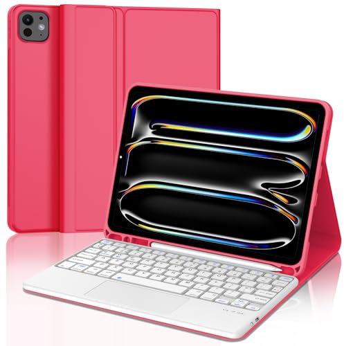 IVEOPPE Trackpad Bluetooth Keyboard for iPad, Mac, Tablet, Lightweight Slim Keypad for iPad Pro 11-inch M4 2024, Samsung/Xiaomi/Honor/Lenovo Tablet Keypad with Touchpad, UK Layout, White Keyboard