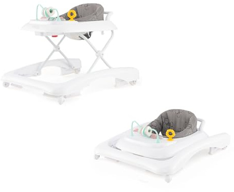 LIFEZEAL Faltbarer Lauflernhilfe Baby, Lauflernwagen mit Rädern & Traktionsgriff, Sitz mit 3 verstellbaren Höhen, Babywalker zum Spazierengehen für Kinder ab 6 Monaten (Grau)