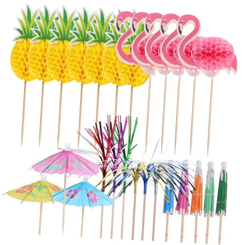 PRETYZOOM 140piezas Palillos para Adornos Decorativos para Pasteles Palillos para Frutas y Bebidas Sombrillas y Accesorios para Tartas