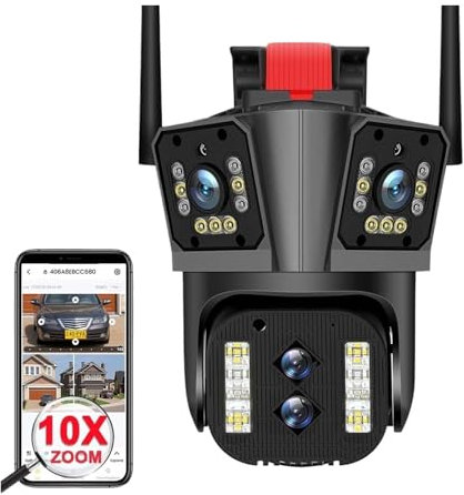 Caméras de sécurité sans fil pour l'extérieur Caméras de Surveillance 16mp 6K, Zoom 10X, caméra de sécurité extérieure sans fil, quatre objectifs, grand Angle, PTZ IP, CCTV, maison intelligente(6K Cam
