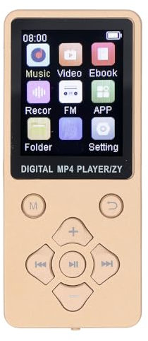 64GB MP3 Player, 1.8 Inch Color Screen Digital Music Player with Bluetooth 5.0, HiFi Portable MP3 Mp4 Player with 64GB Memory Speaker E Book Video for Students Teens (Gold)
