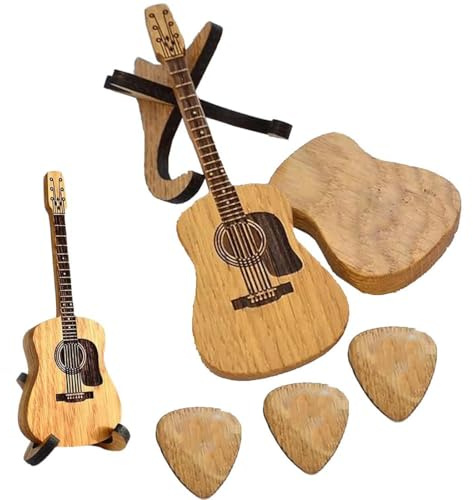 Holz Plektrumbox FüR Akustikgitarre,Holz Gitarren Plektren Plektrum - Wooden Acoustic Guitar Pick Box,Gitarrenplektrenhalter Mit 3 Gitarrenplektren,plektrum,plektren gitarre