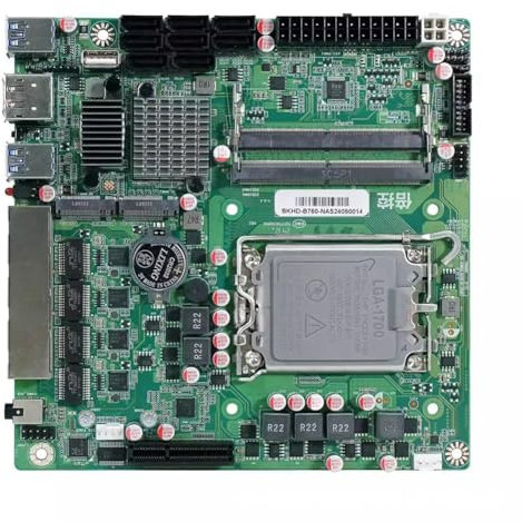 Junterone Carte Mère Mini ITX B760 NAS Processeur Maison LGA1700 CPU 2xDDR5 4xi226 2.5G 2xM.2 NVME 8xSATA Qnas Firewall Serveur
